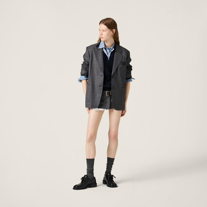 Miu Miu Prince of Wales checked wool jacket outlook