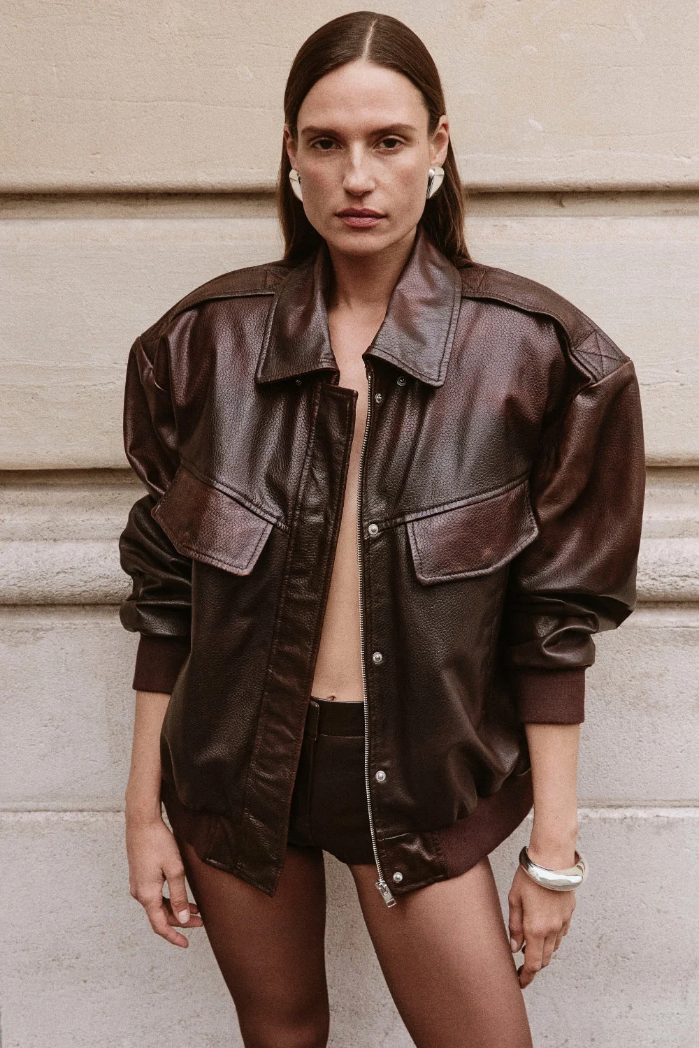 TREVANNA | Leather Bomber Jacket - 1