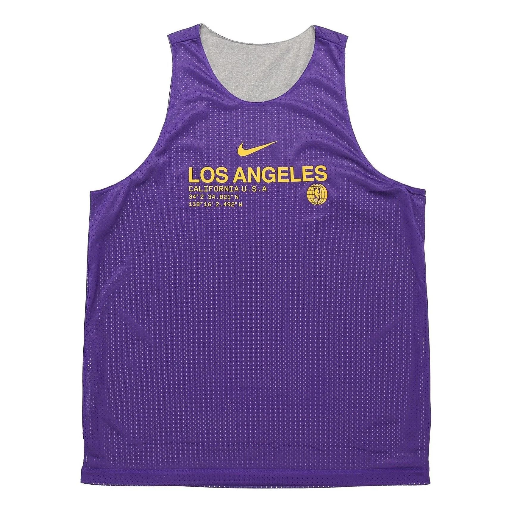 Nike NBA Los Angeles Lakers Reversible Basketball Jersey/Vest Gray Purple CN0717-504 - 1