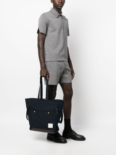 Thom Browne logo-patch canvas tote bag outlook