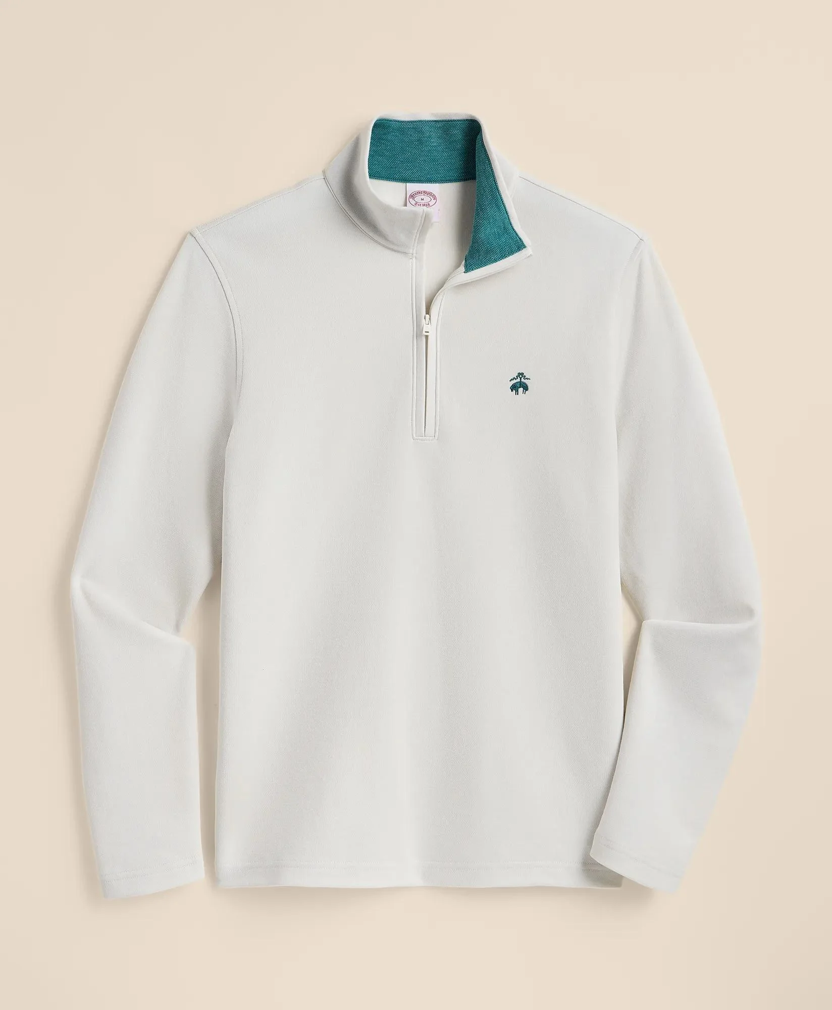 Cotton Blend Pique Quarter-Zip - 1