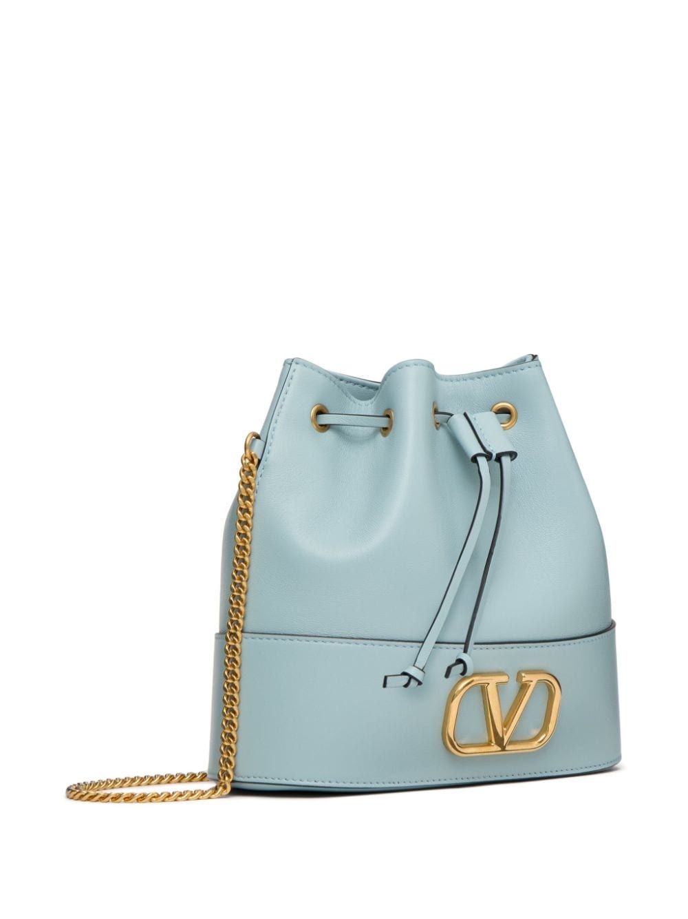 VLogo Signature leather bucket bag - 4