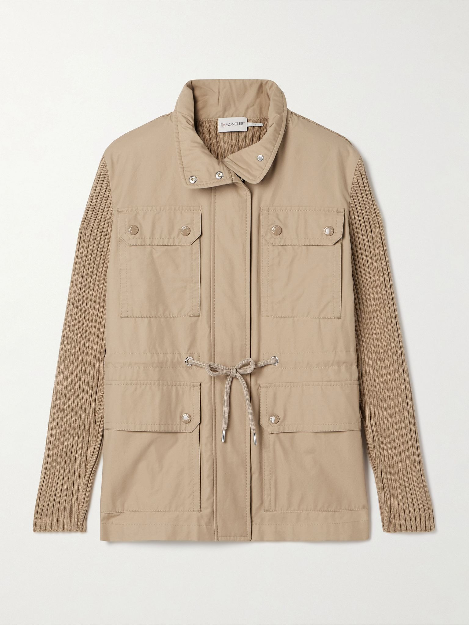 Appliquéd ribbed twill and cotton-blend jacket Sand - 1
