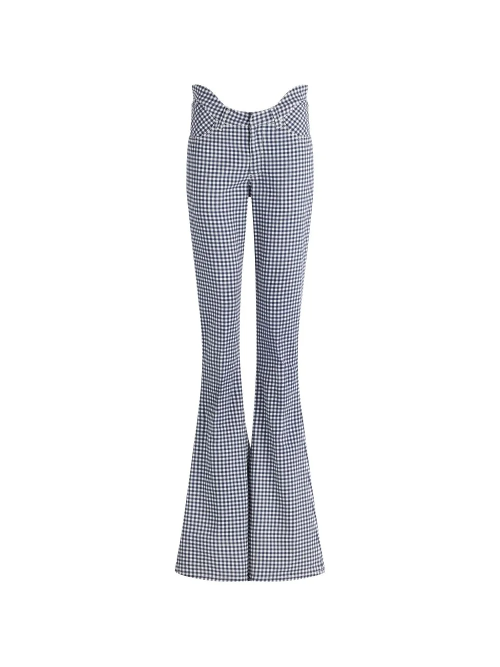 curved gingham flared trousers - 1