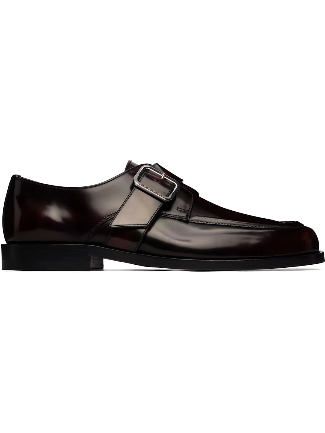 Burgundy Shaded Leather Buckle Monkstraps - 1