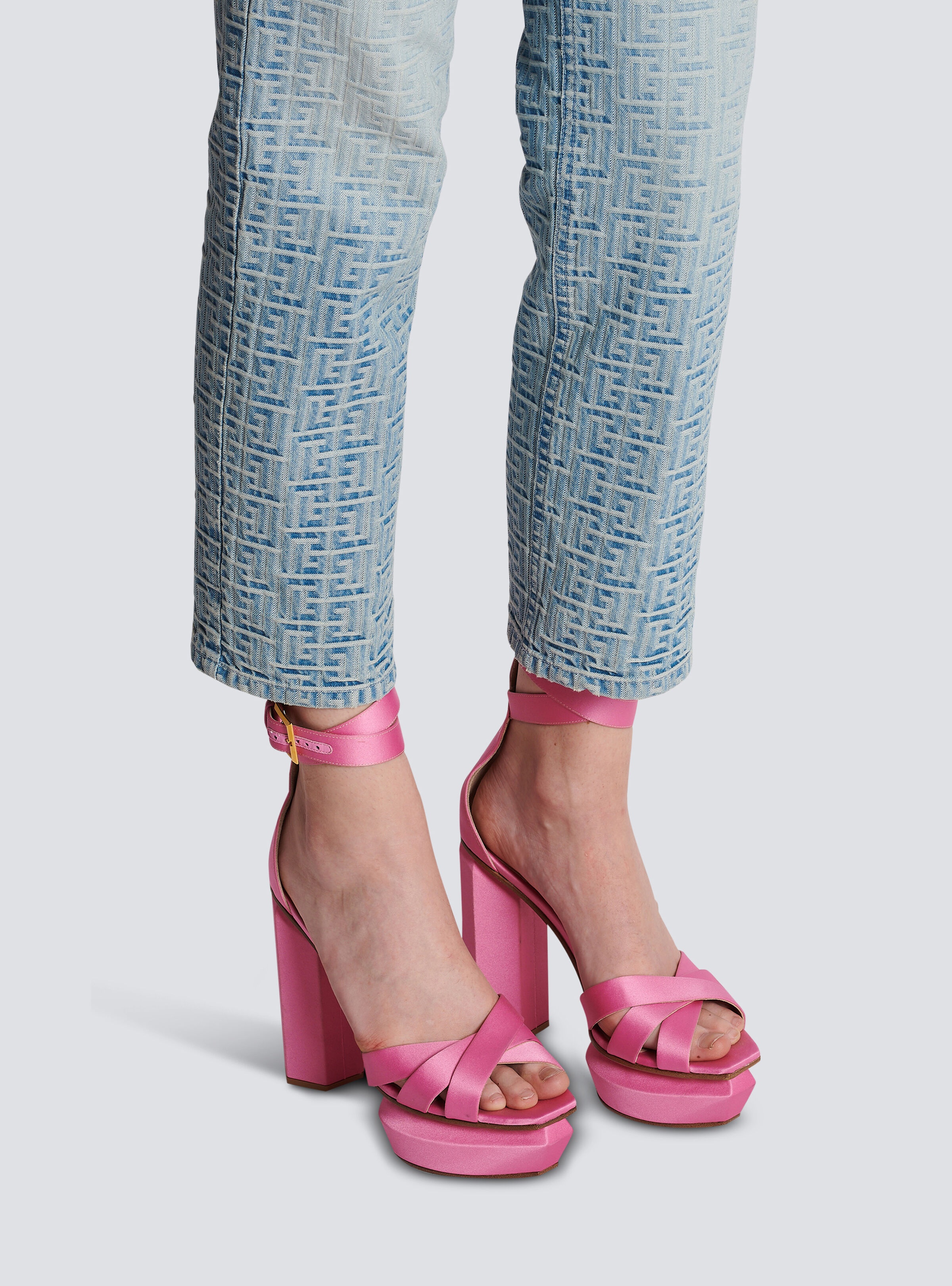 Ava satin platform sandals - 7