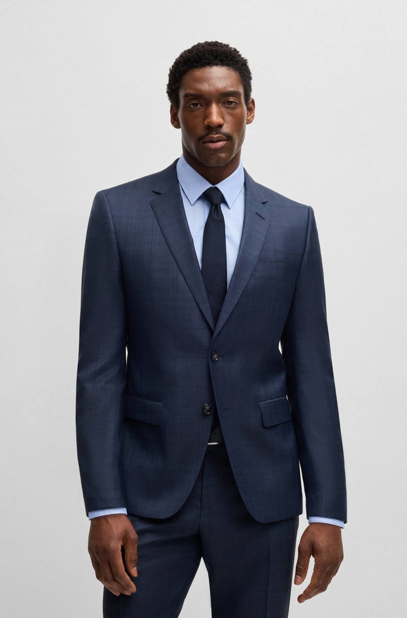 BOSS SLIM-FIT SUIT IN CHECKED WOOL AND SILK outlook