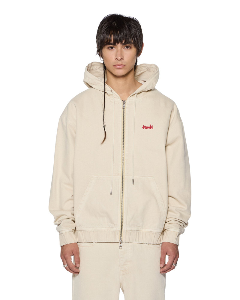 ZIPPED DENIM HOODIE ECRU 1