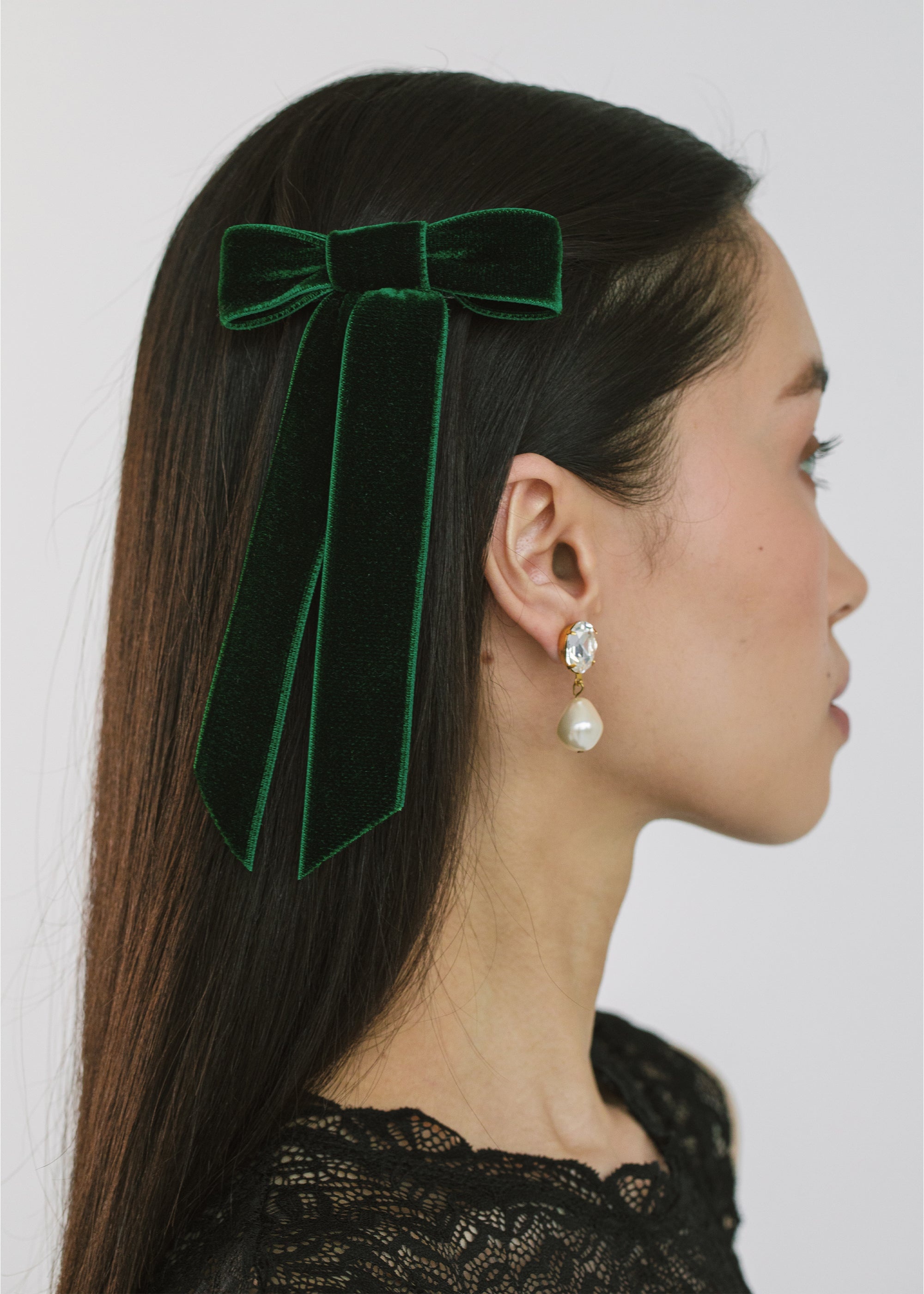 Velvet Bow Barrette - 2