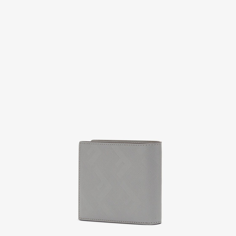 Wallet with eight interior card slots and two compartments for banknotes. Made of light gray leather 2