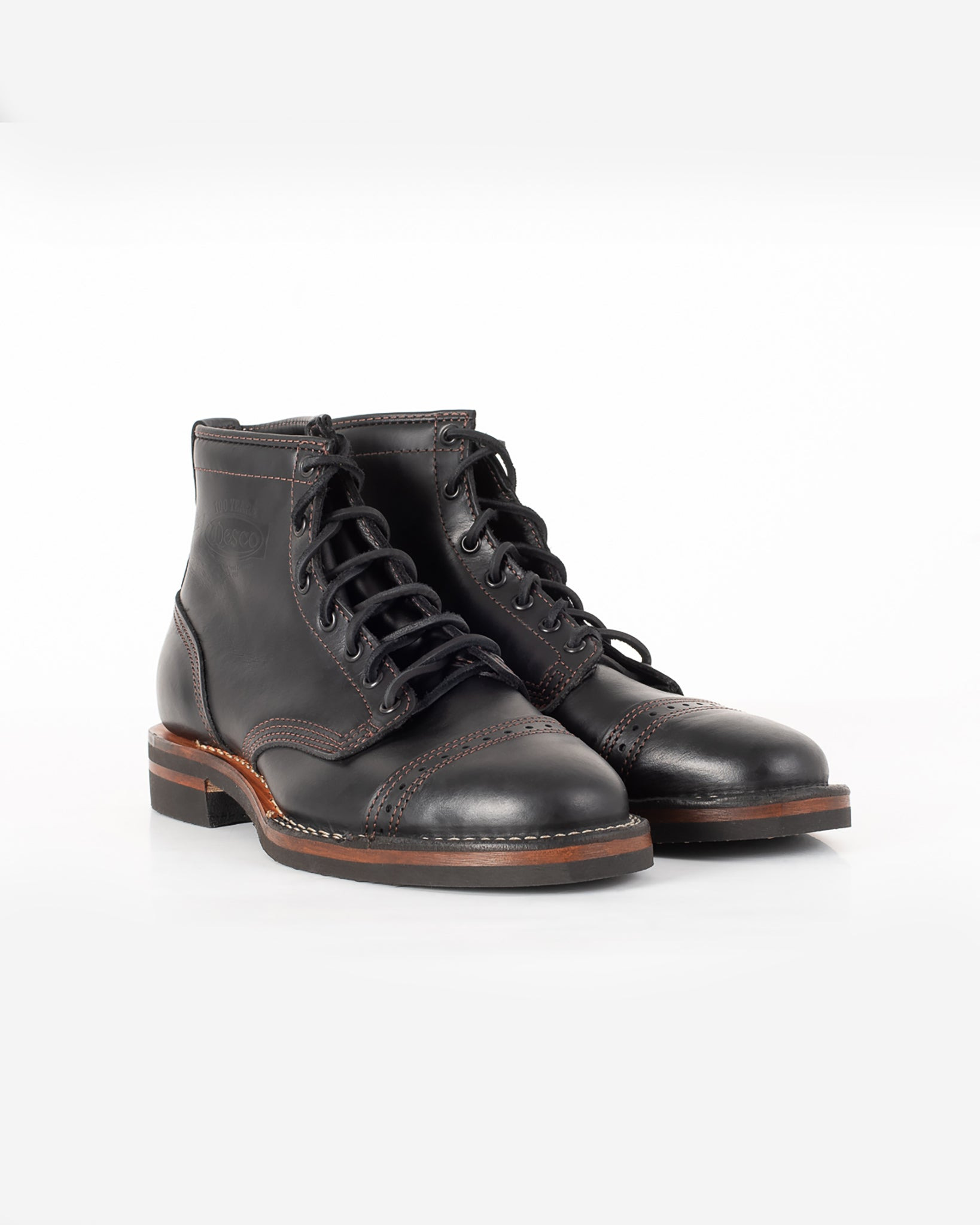 IHWE-GLMN-BLK Iron Heart Int'l x Wesco® - 7" Domain Toe Cap Boot - Black Tie. The "Guildsman" - 7