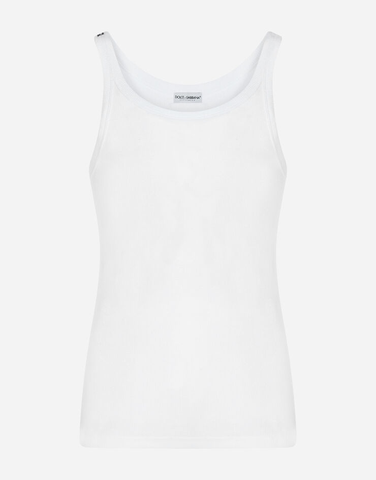 Tank top in ribbed cotton - 1