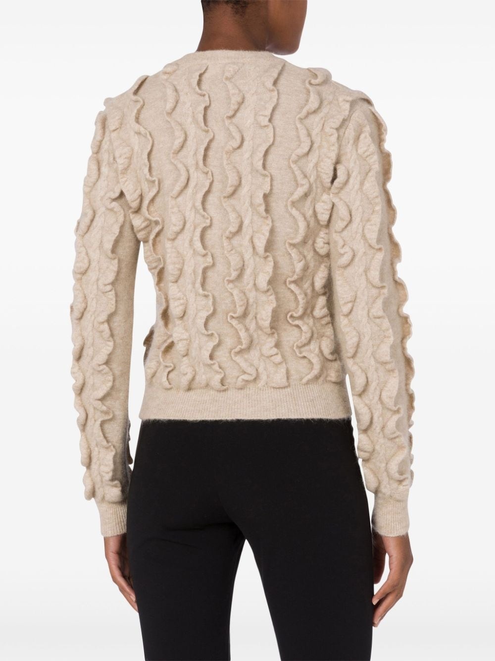ruffled wool blend cardigan - 3