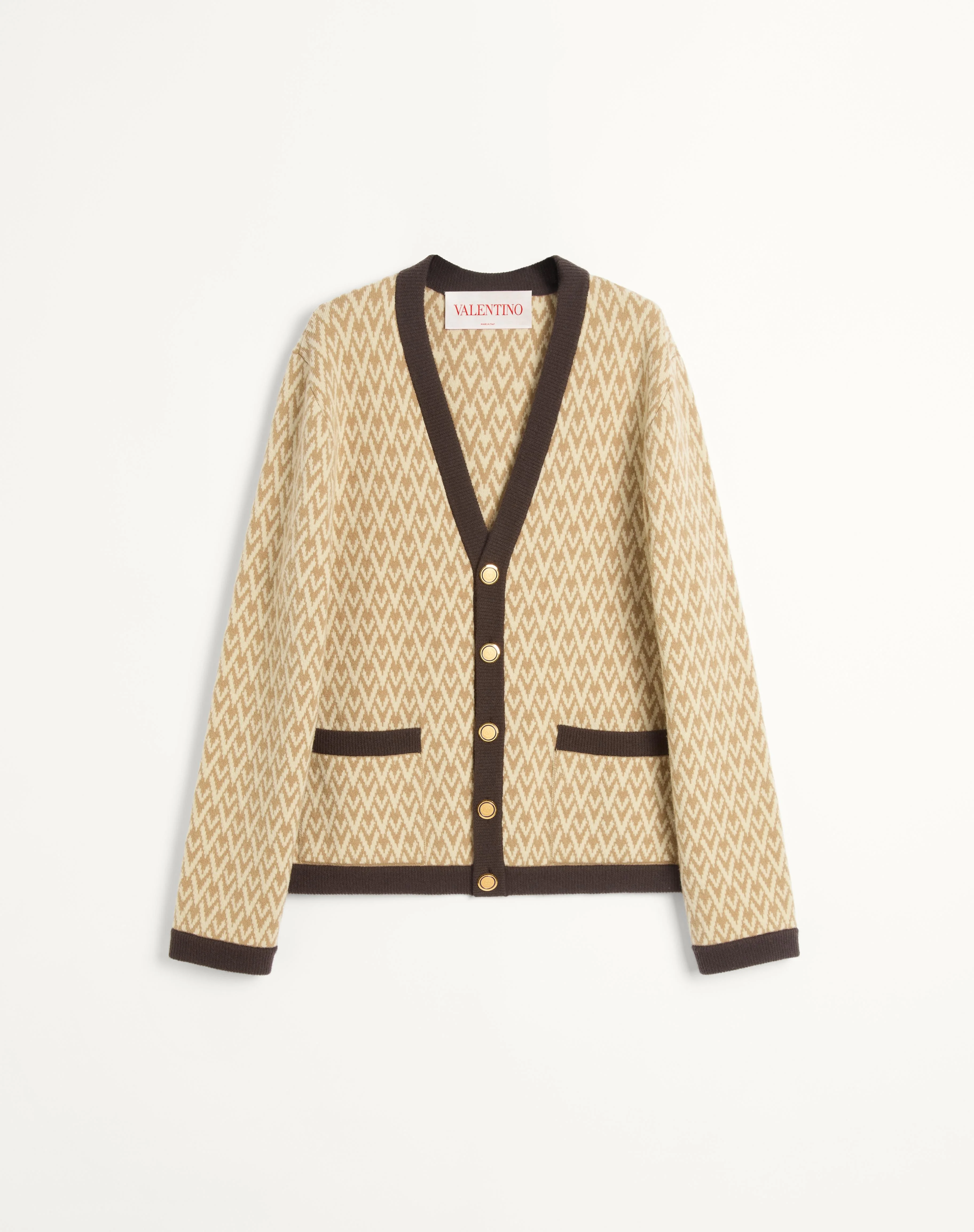 WOOL CARDIGAN WITH TOUTE LA V PATTERN - 1