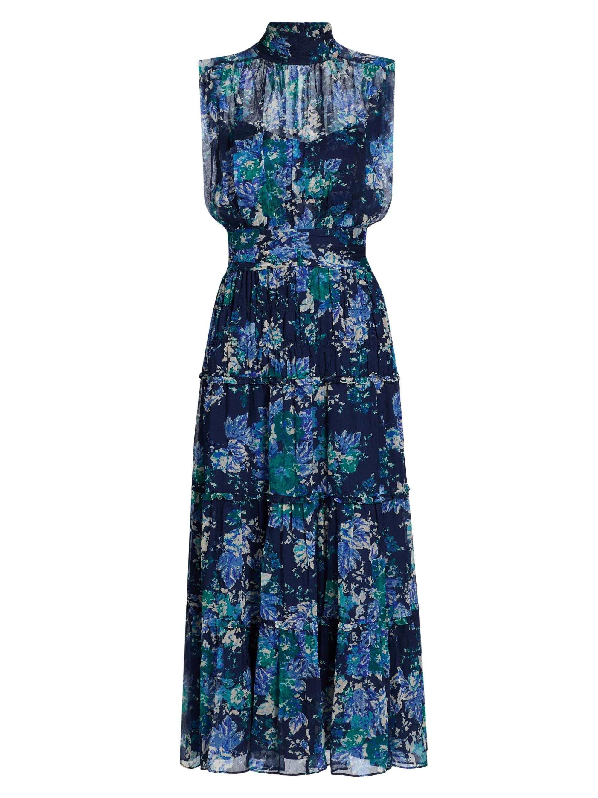 Women's Junia Floral Chiffon Midi-Dress - Navy - 1