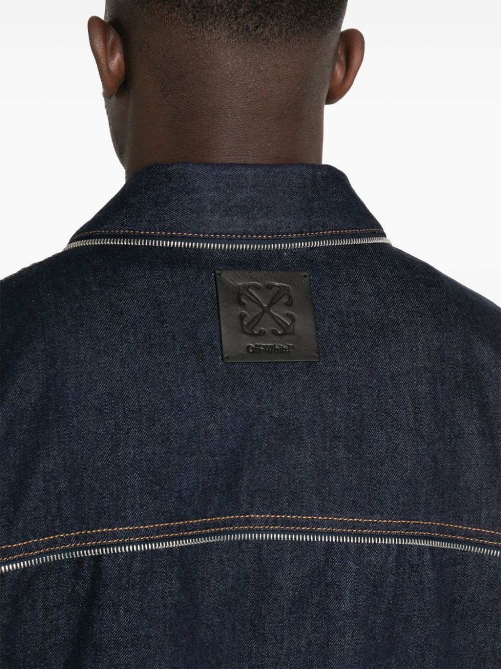 Off-White 90SLOGO SKATE ZIP DEN JKT RAW BLUE GOLD | REVERSIBLE