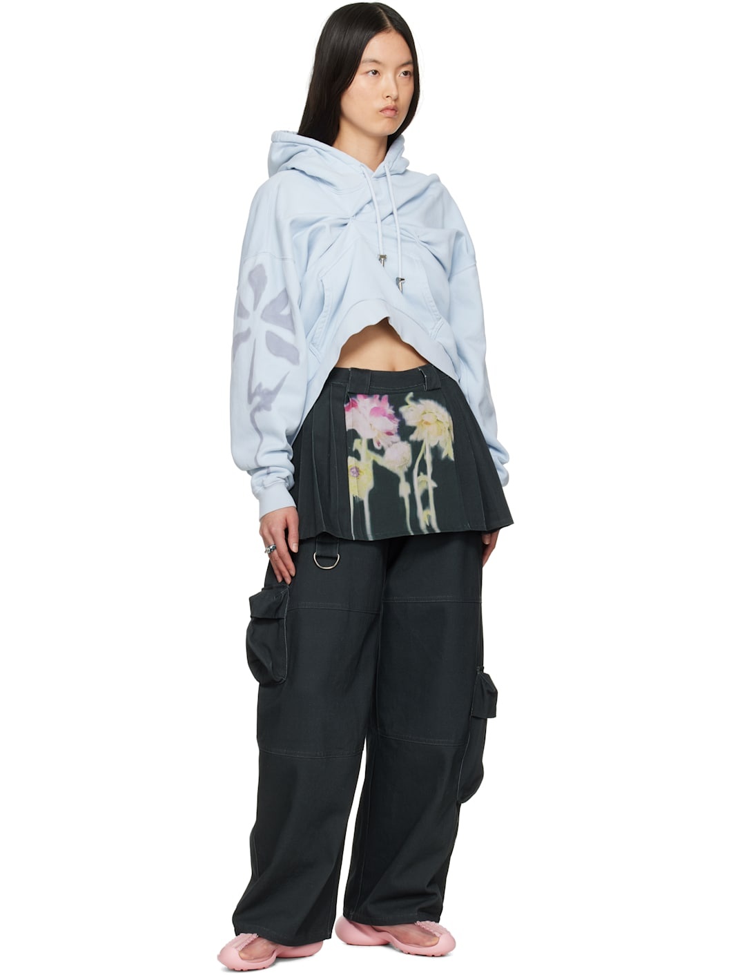 Blue Draped Hoodie - 4