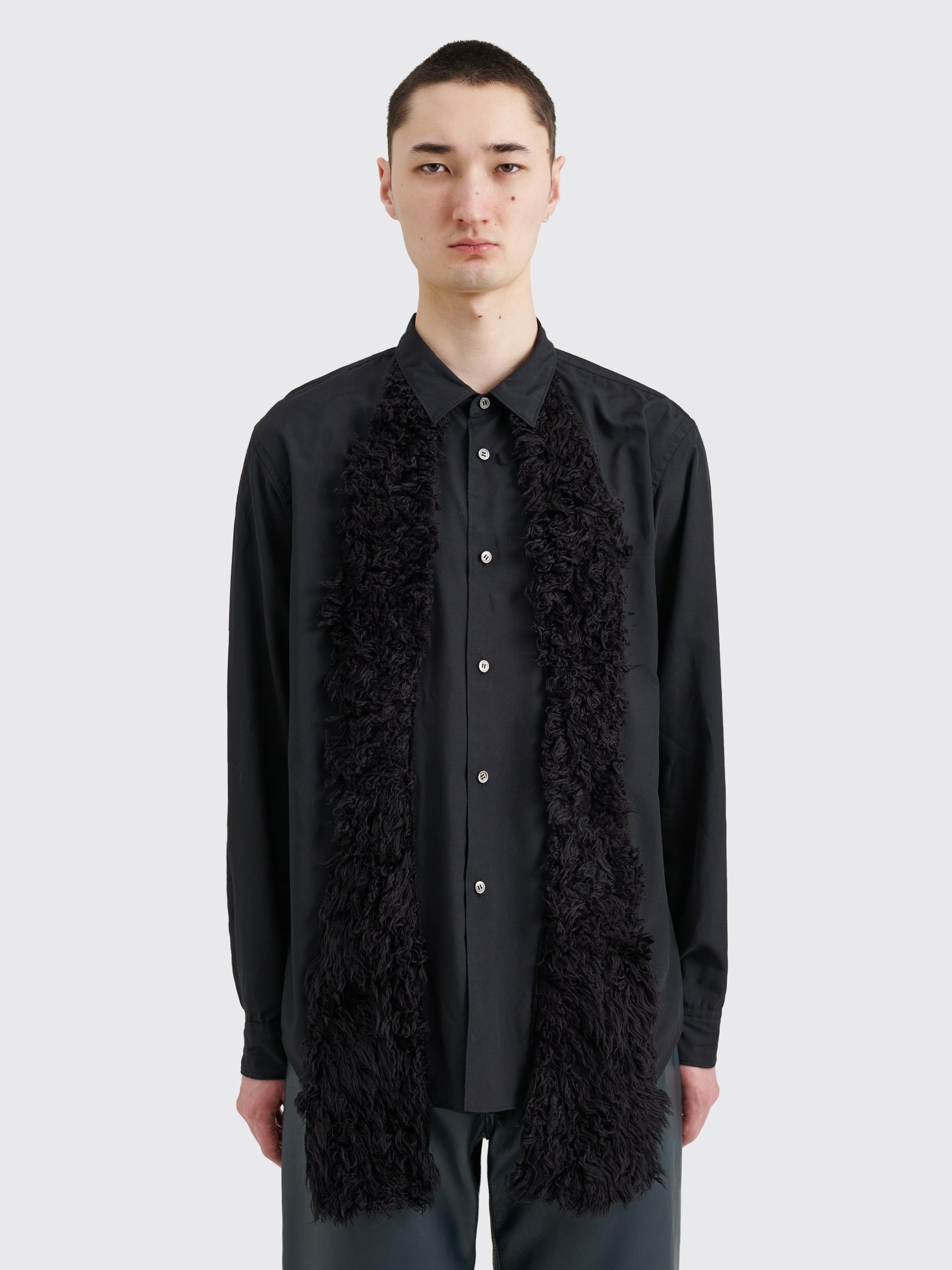 COMME DES GARÇONS HOMME PLUS FAKE FUR PANEL SHIRT BLACK - 1