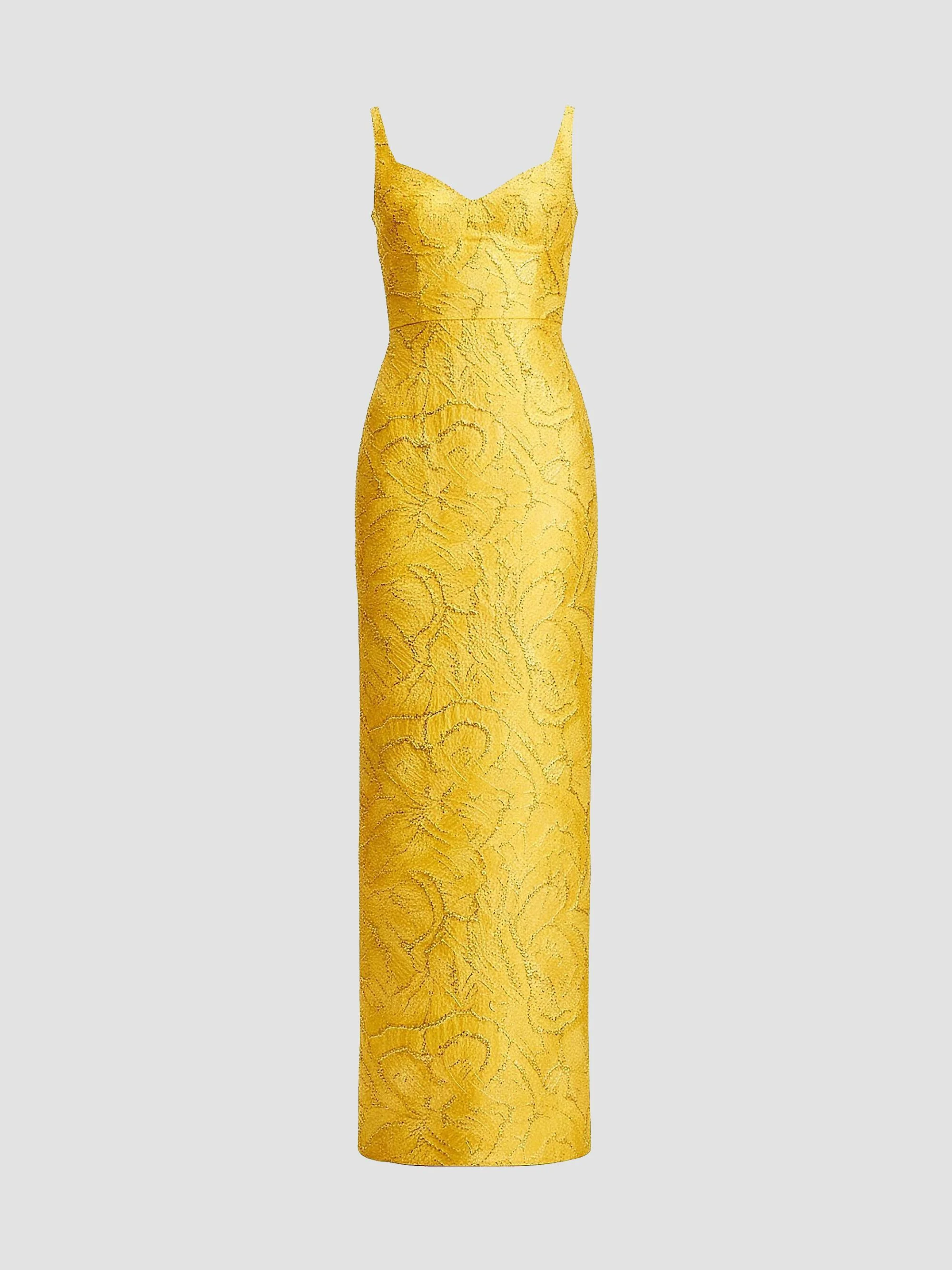 Women's Elijah Metallic Lace Jacquard Column Dress - Golden Haze - 1