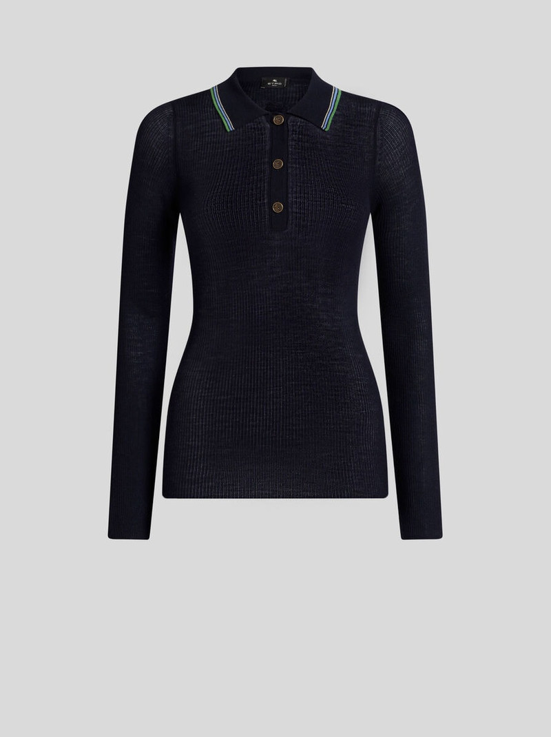 KNIT WOOL JACQUARD POLO SHIRT 1
