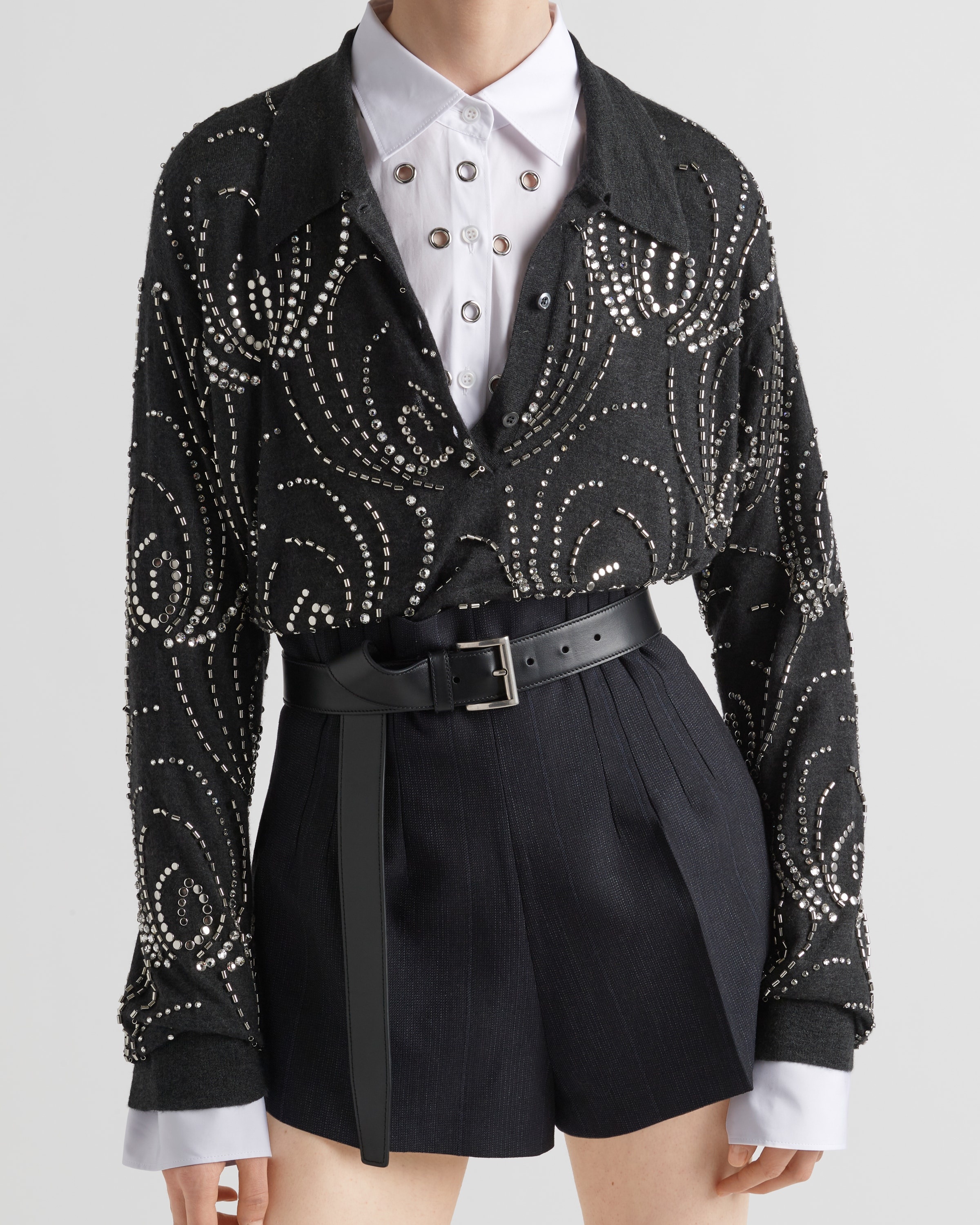 Cashmere polo shirt with embroidery - 6