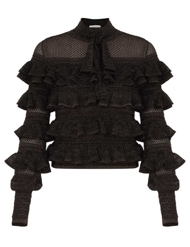 REBELLION FRILL TIE NECK TOP 1