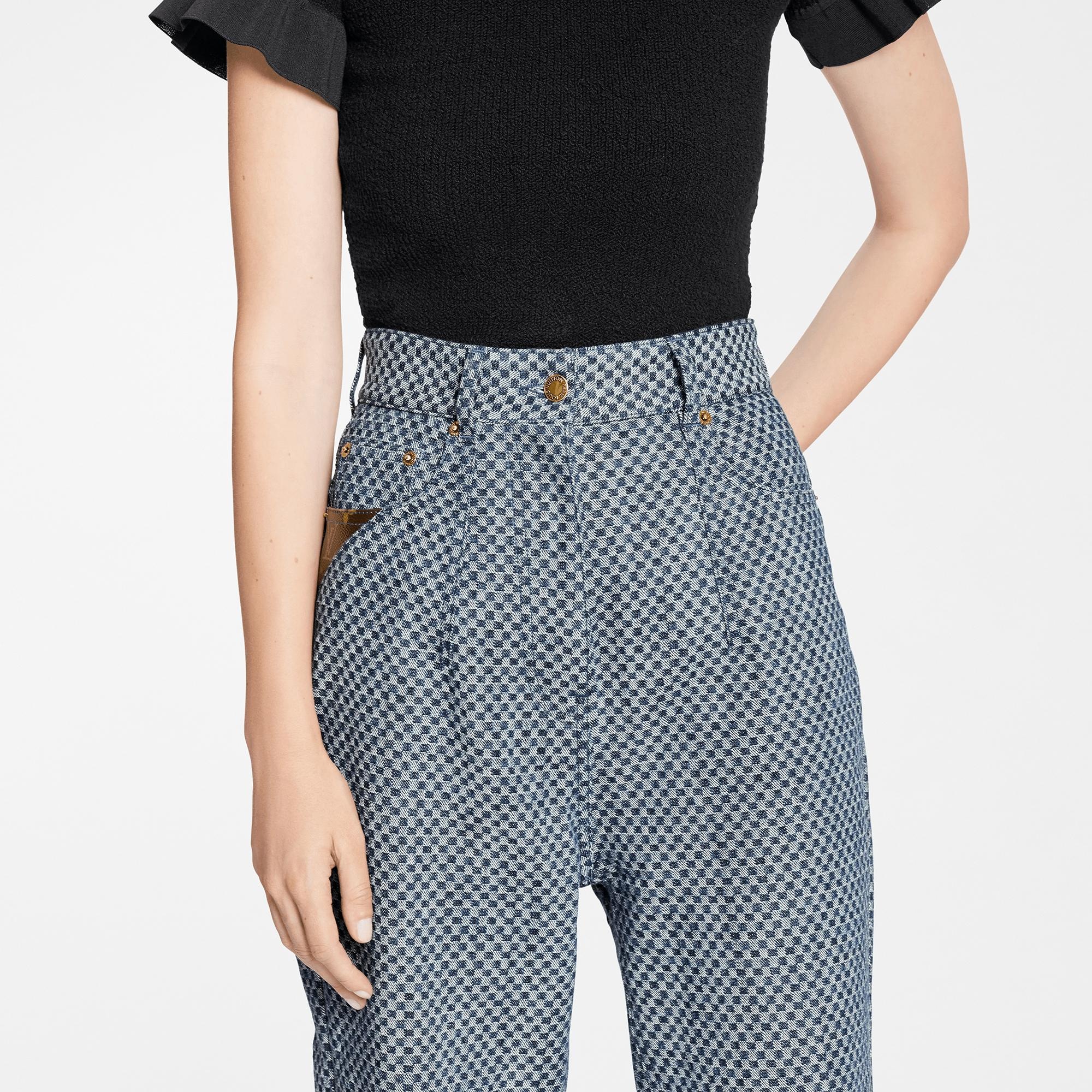 Mini Checkerboard Denim Carrot Pants - 3
