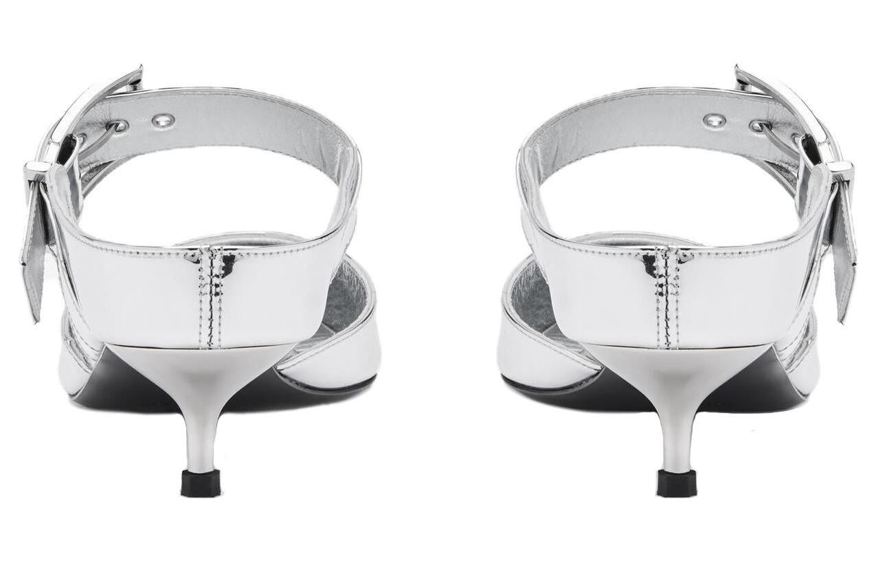 (WMNS) Alexander McQueen Punk Mules 'Silver' 780794W4WG18100 - 4