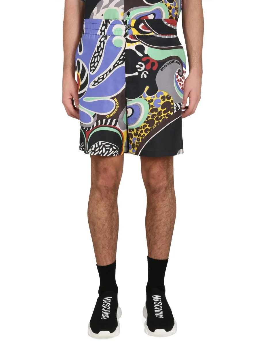 Moschino Men Psychedelic Print Bermuda Shorts - 1