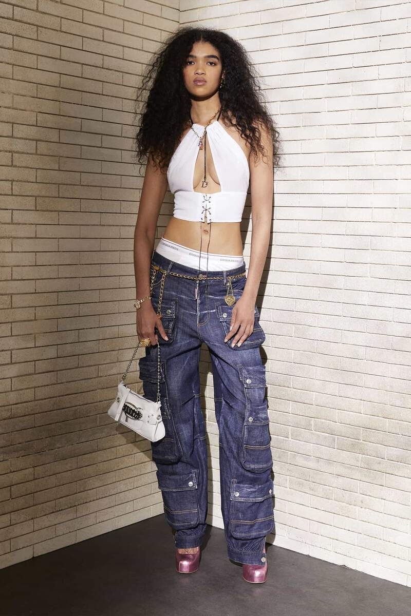 DARK CLEAN WASH DENIM CARGO PANT - 4