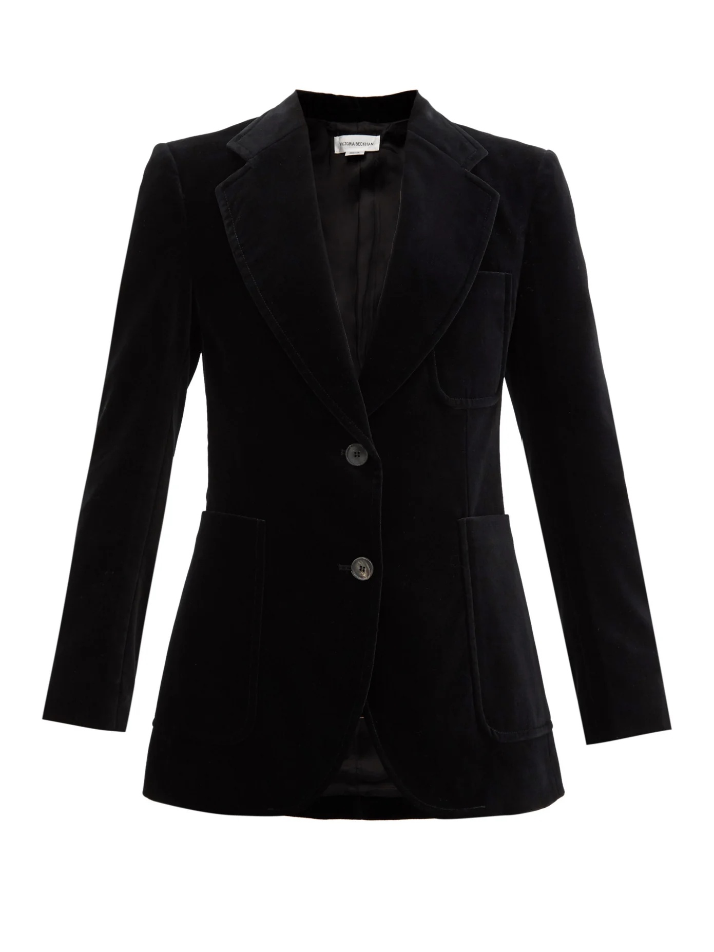 Single-breasted cotton-blend velvet blazer - 1