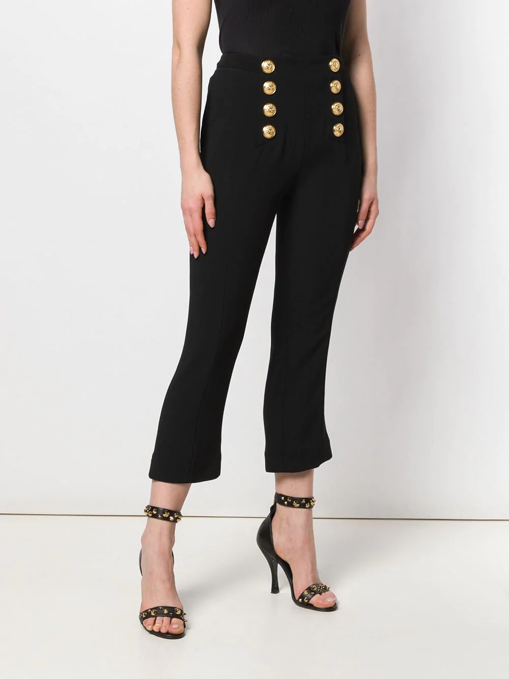 decorative buttons cropped trousers - 3