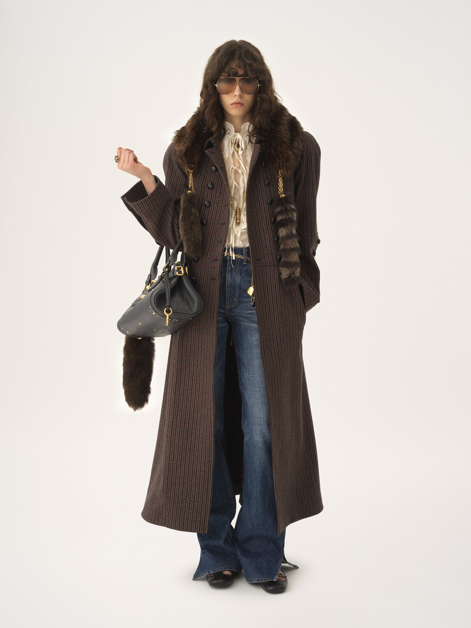 DOUBLE-BREASTED RIDING COAT IN HOUNDSTOOTH WOOL - 3