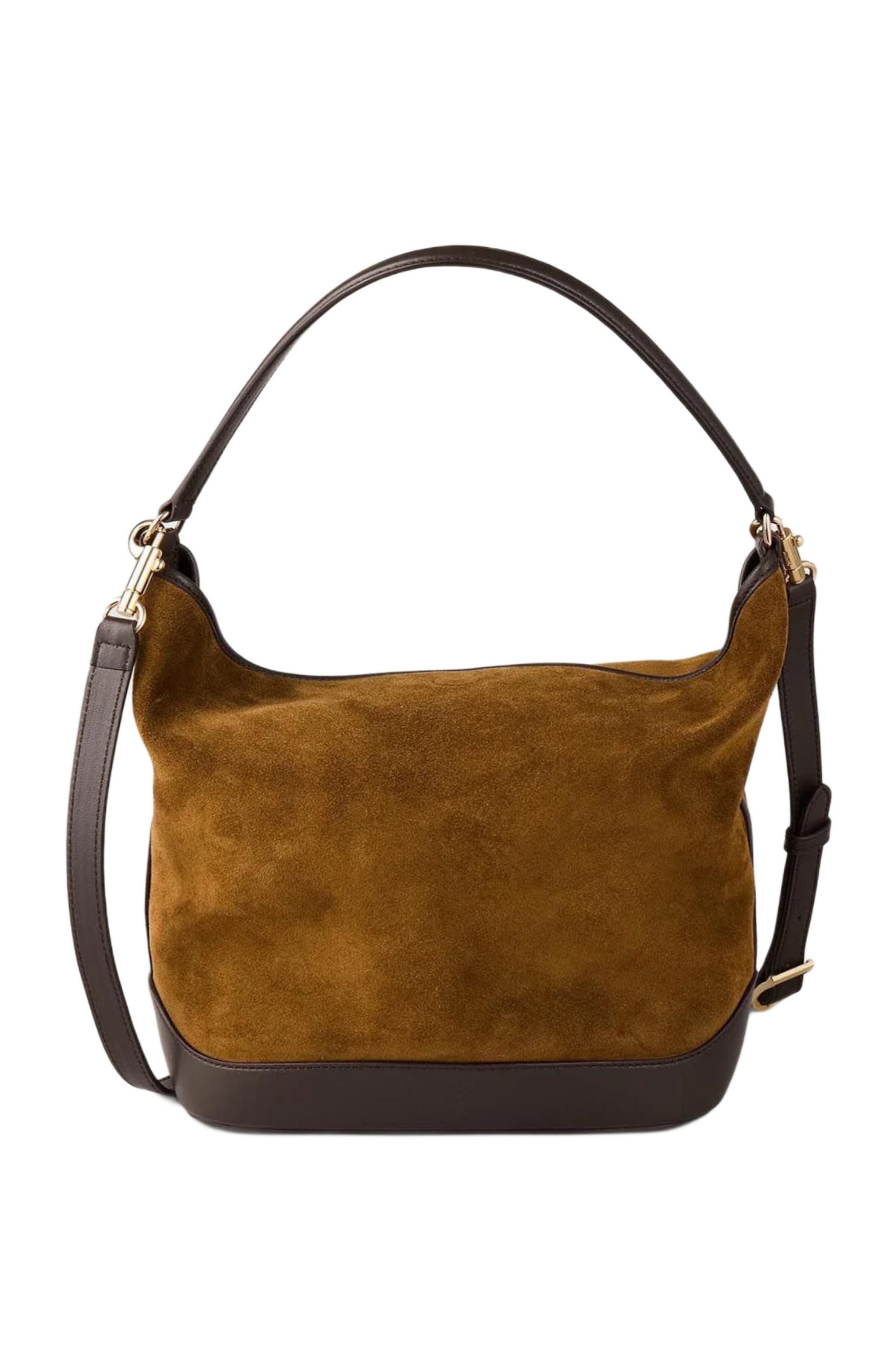 SANDRO Suede and leather bucket bag TANGOSO in Camel at Nordstrom - 4