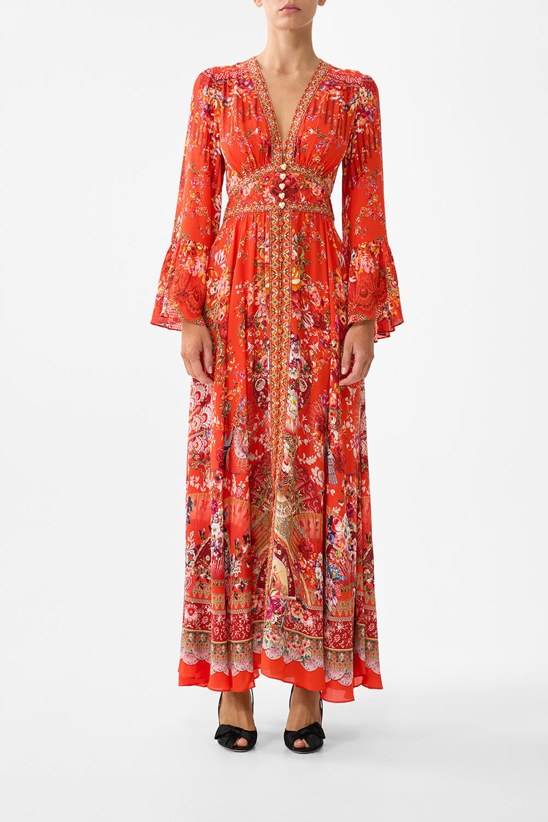 CAMILLA SHAPED WAISTBAND DRESS WITH RUFFLE SLEEVE outlook