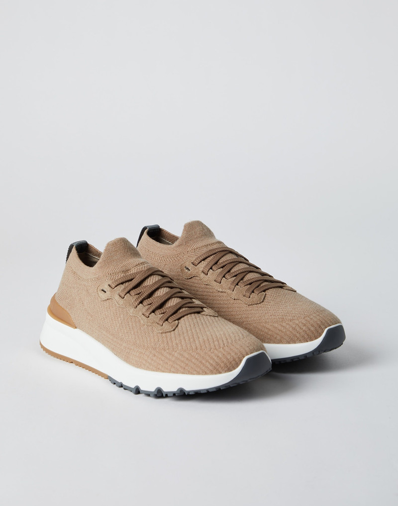 Wool knit and suede runners with warm inner lining - 1