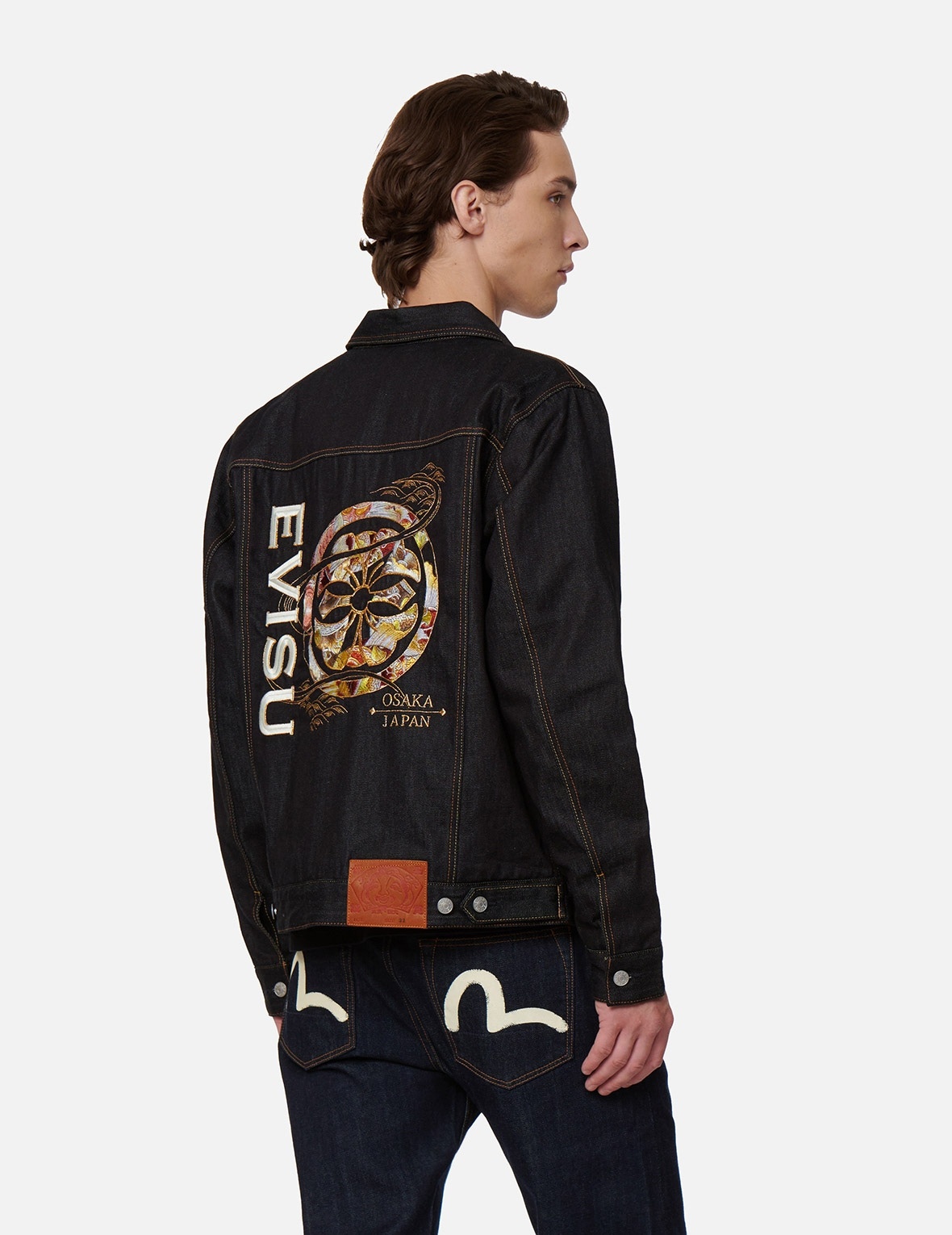 KOI-PATTERN KAMON AND LOGO EMBROIDERY DENIM JACKET - 7