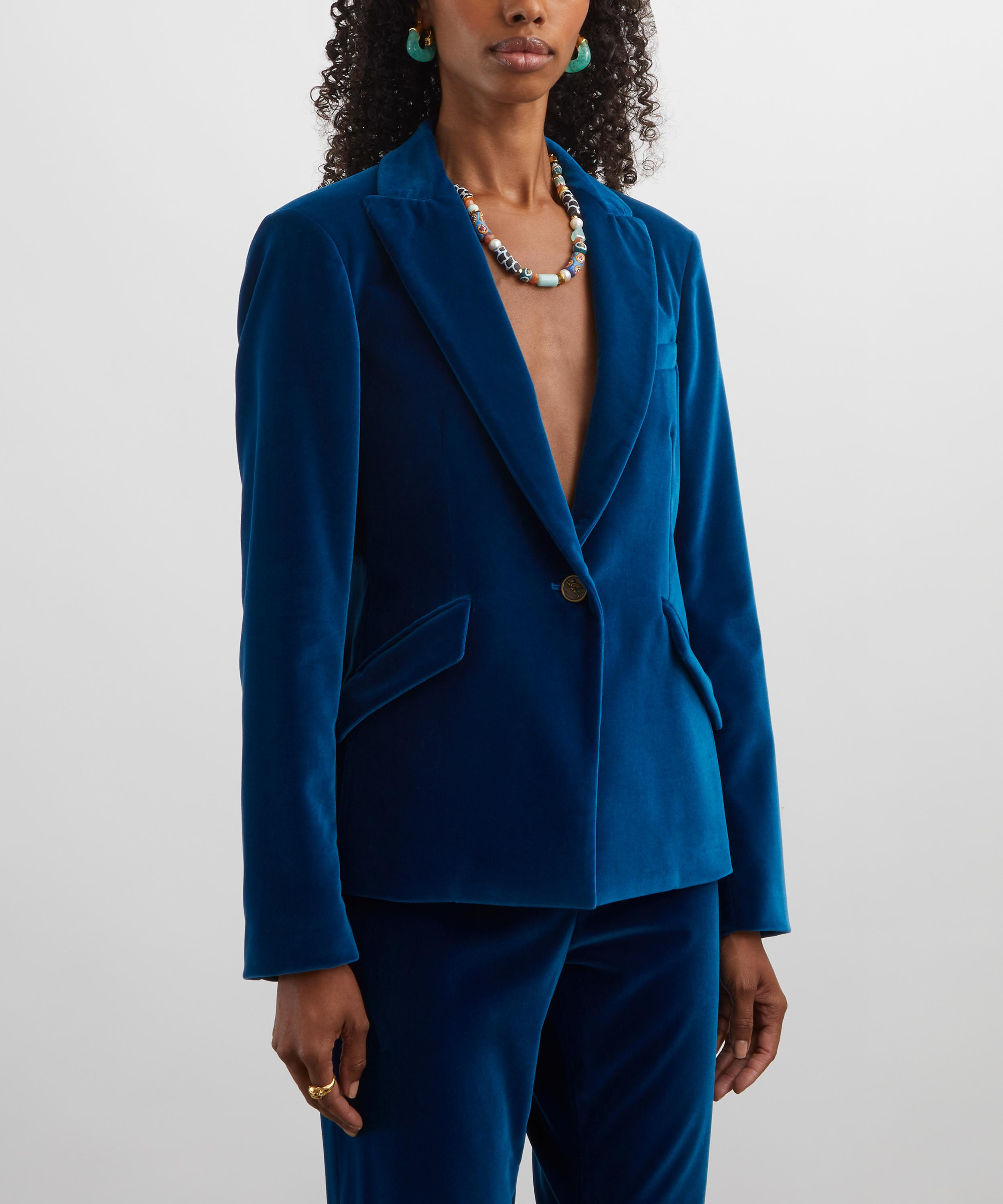 Electric Blue Velvet Jacket - 3
