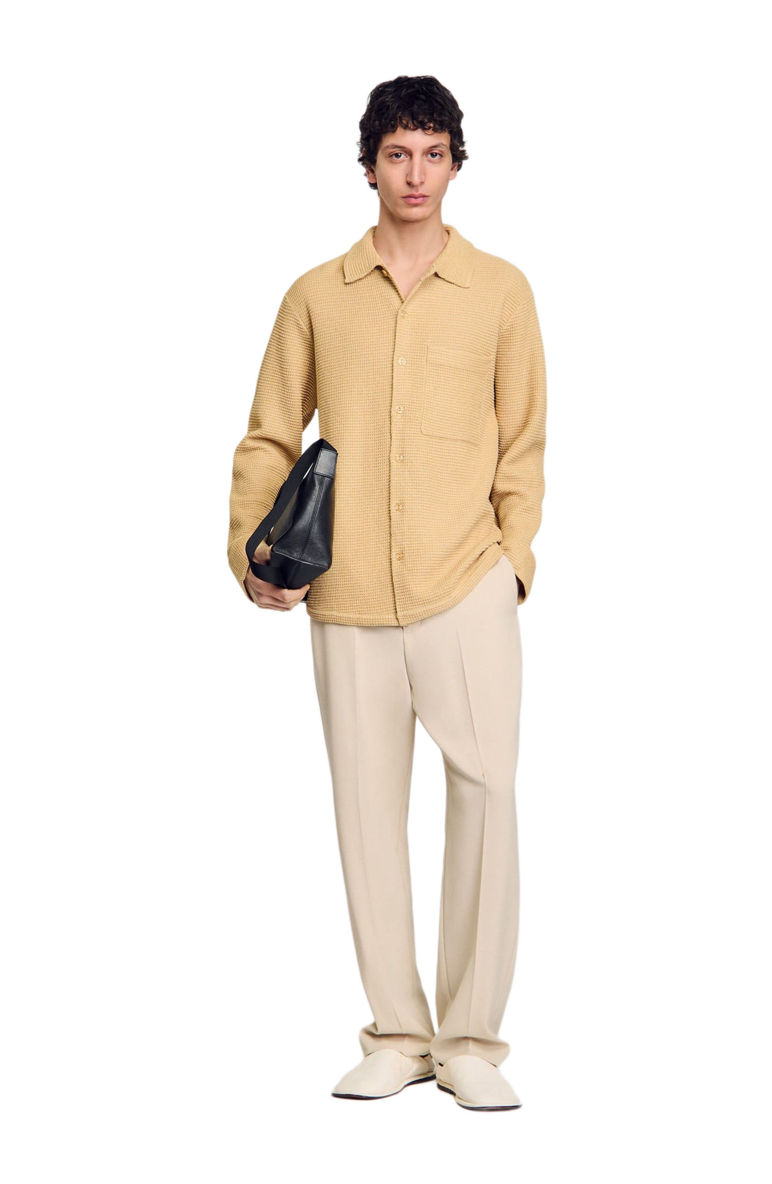 SANDRO Oversized knit shirt in Nut at Nordstrom - 6