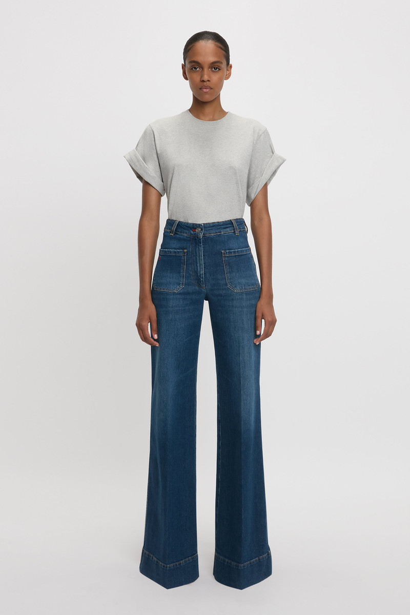 Victoria Beckham Alina Jean in Dark Vintage Wash outlook