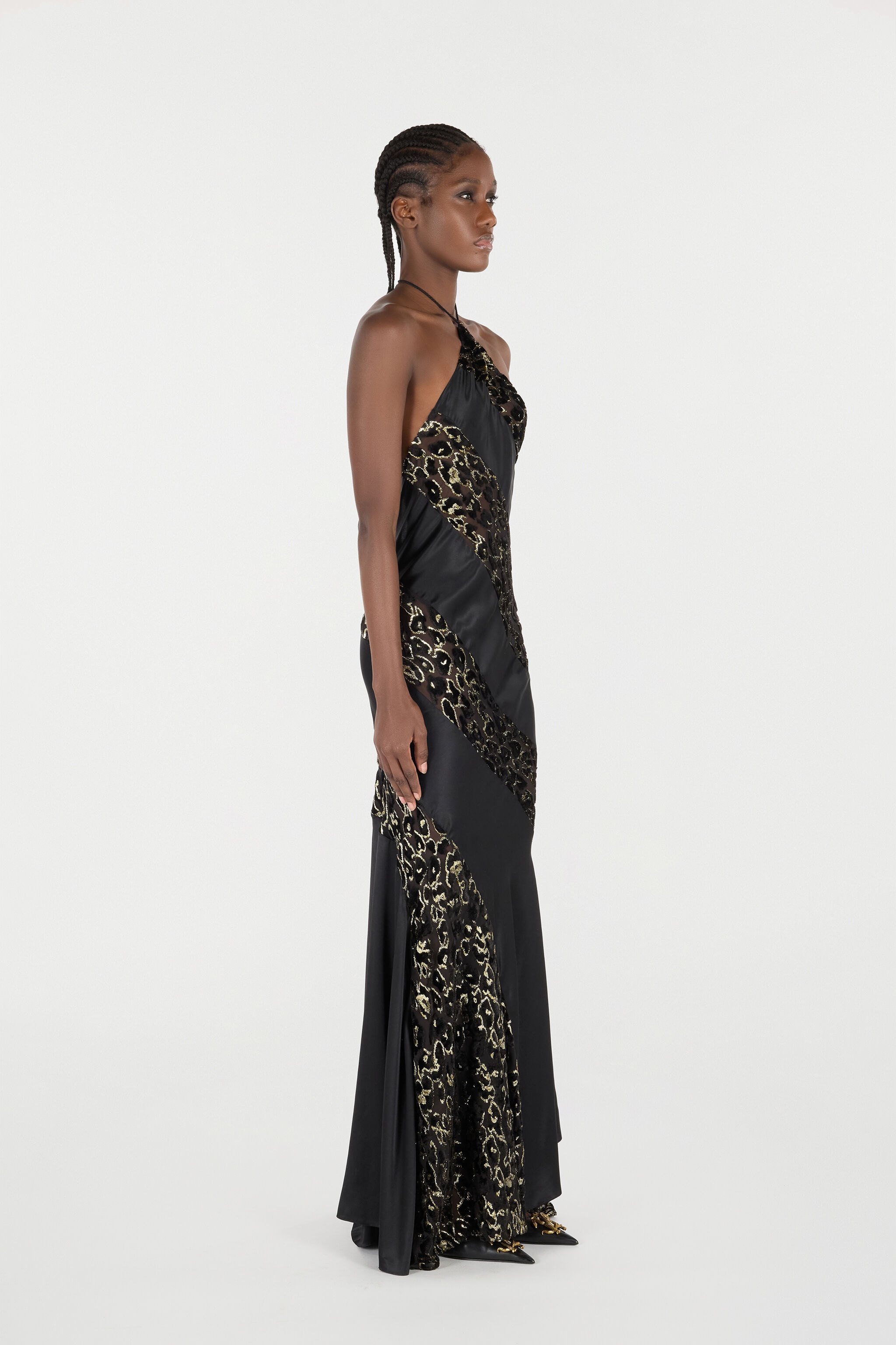 See-Through Long Dress with Animal Print - 3