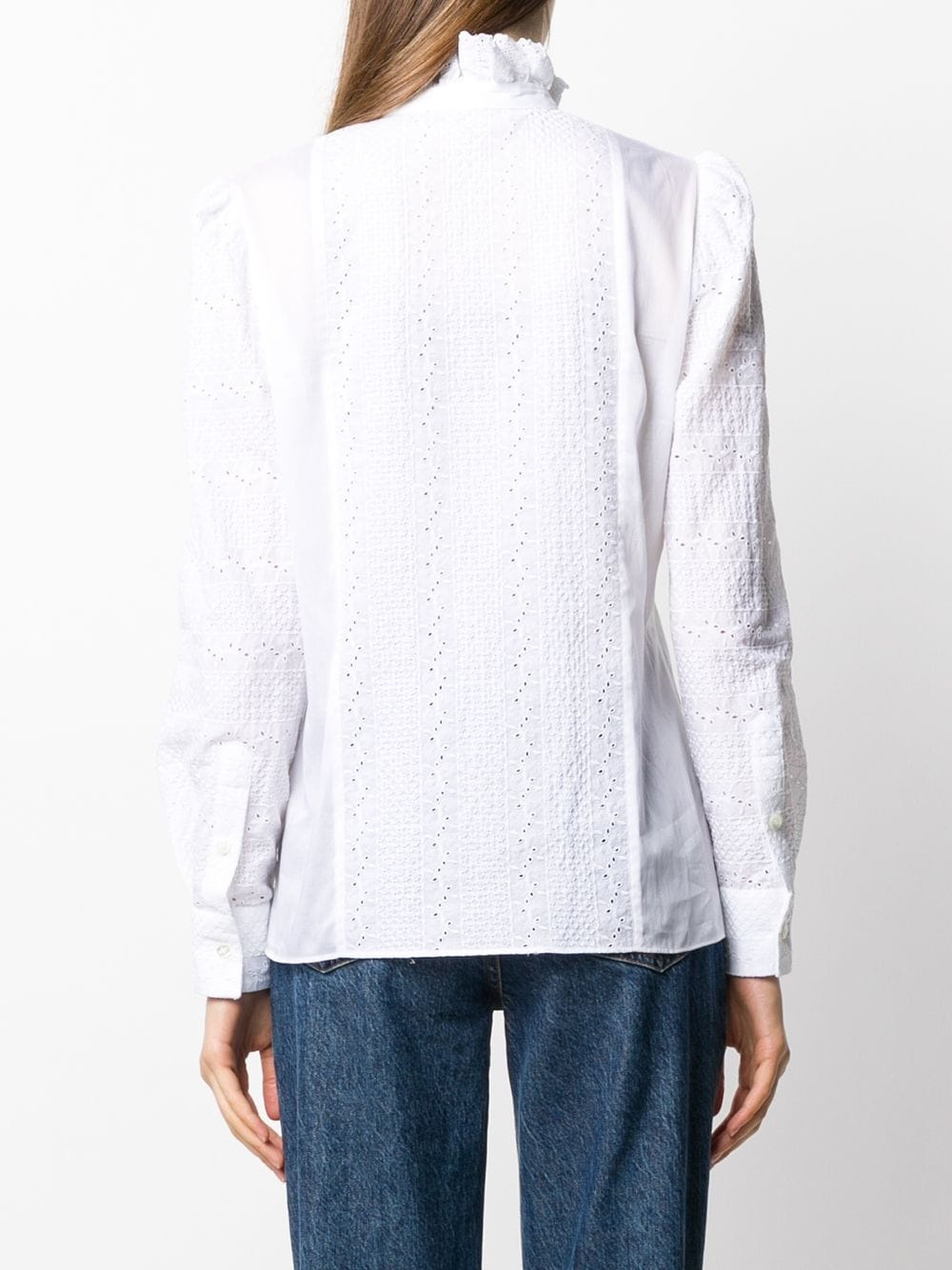 ruched-details broderie anglaise shirt - 4