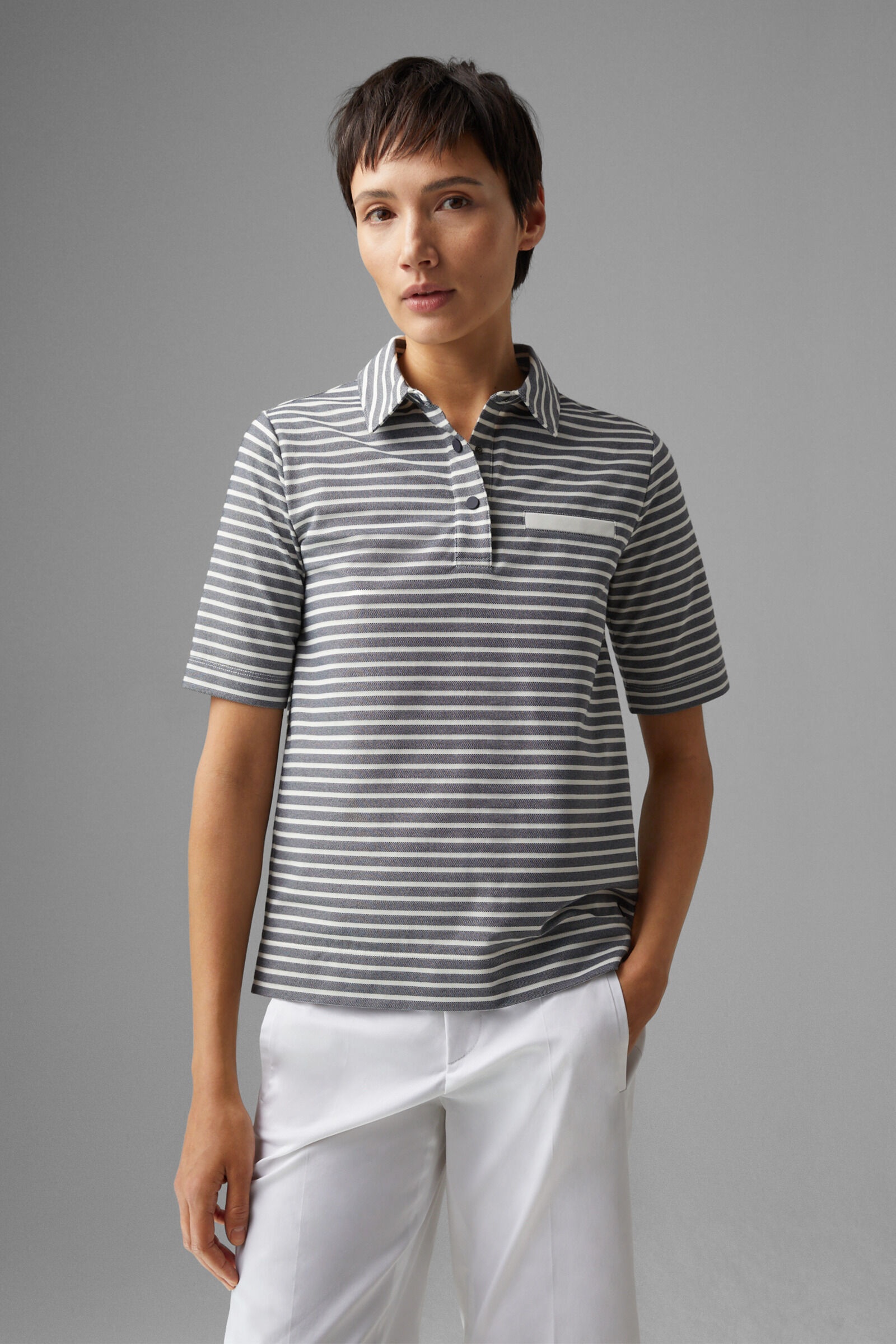 Peony Polo shirt in Navy blue/White - 2