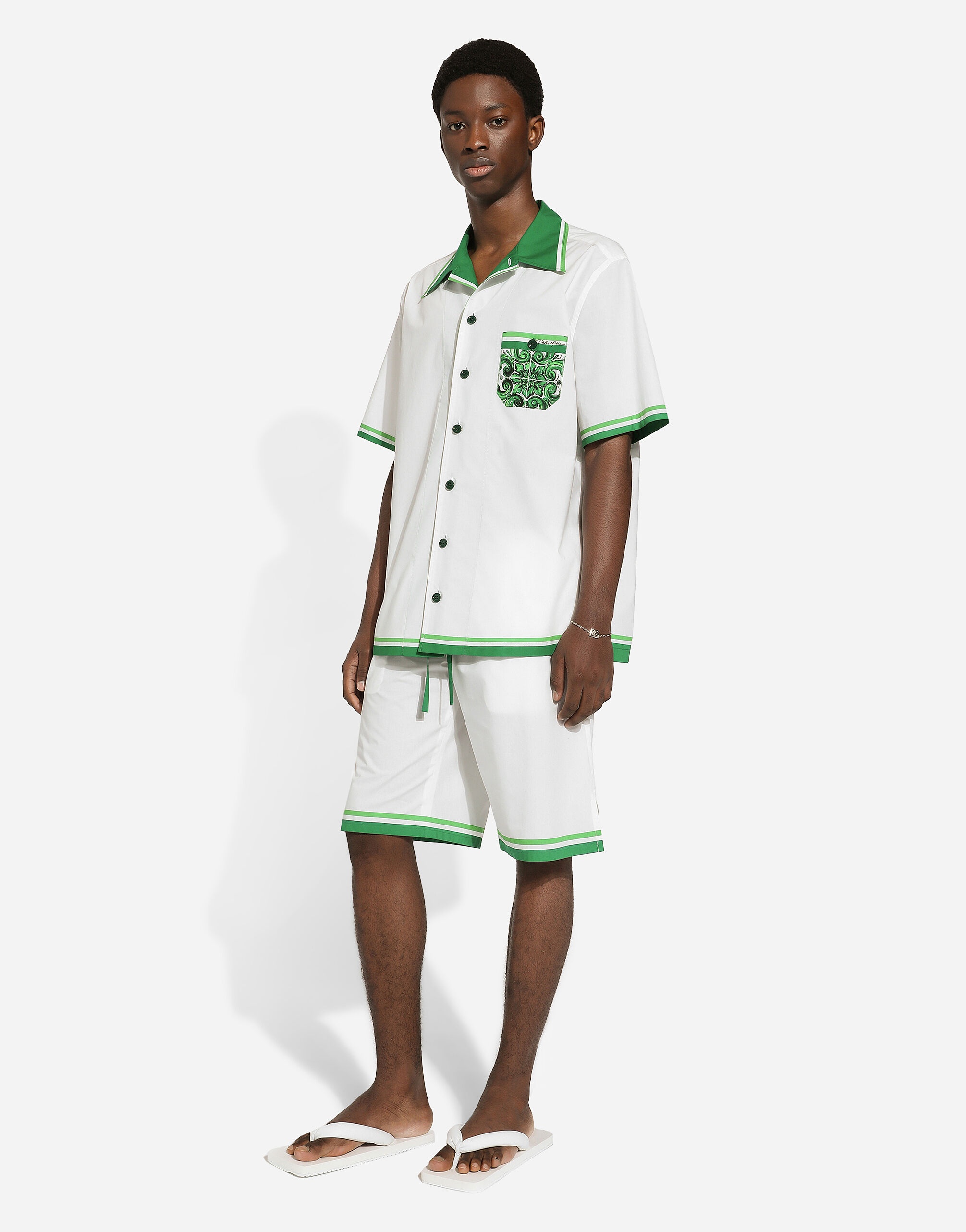 Poplin jogging shorts with majolica print - 5