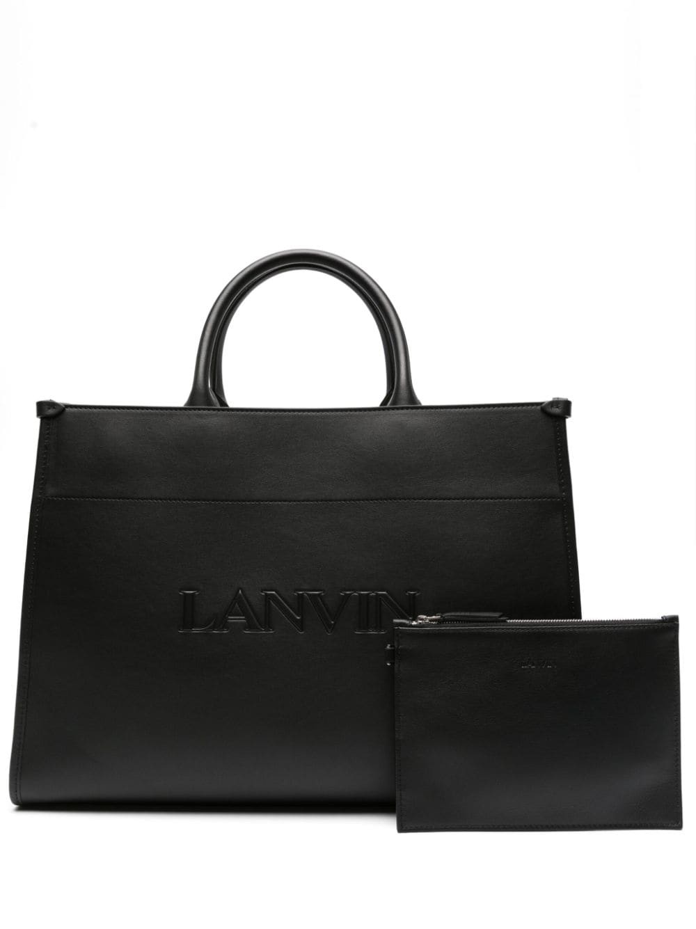 logo-embossed leather tote bag - 6