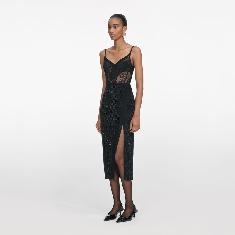 Black Rhinestone Midi Skirt 2