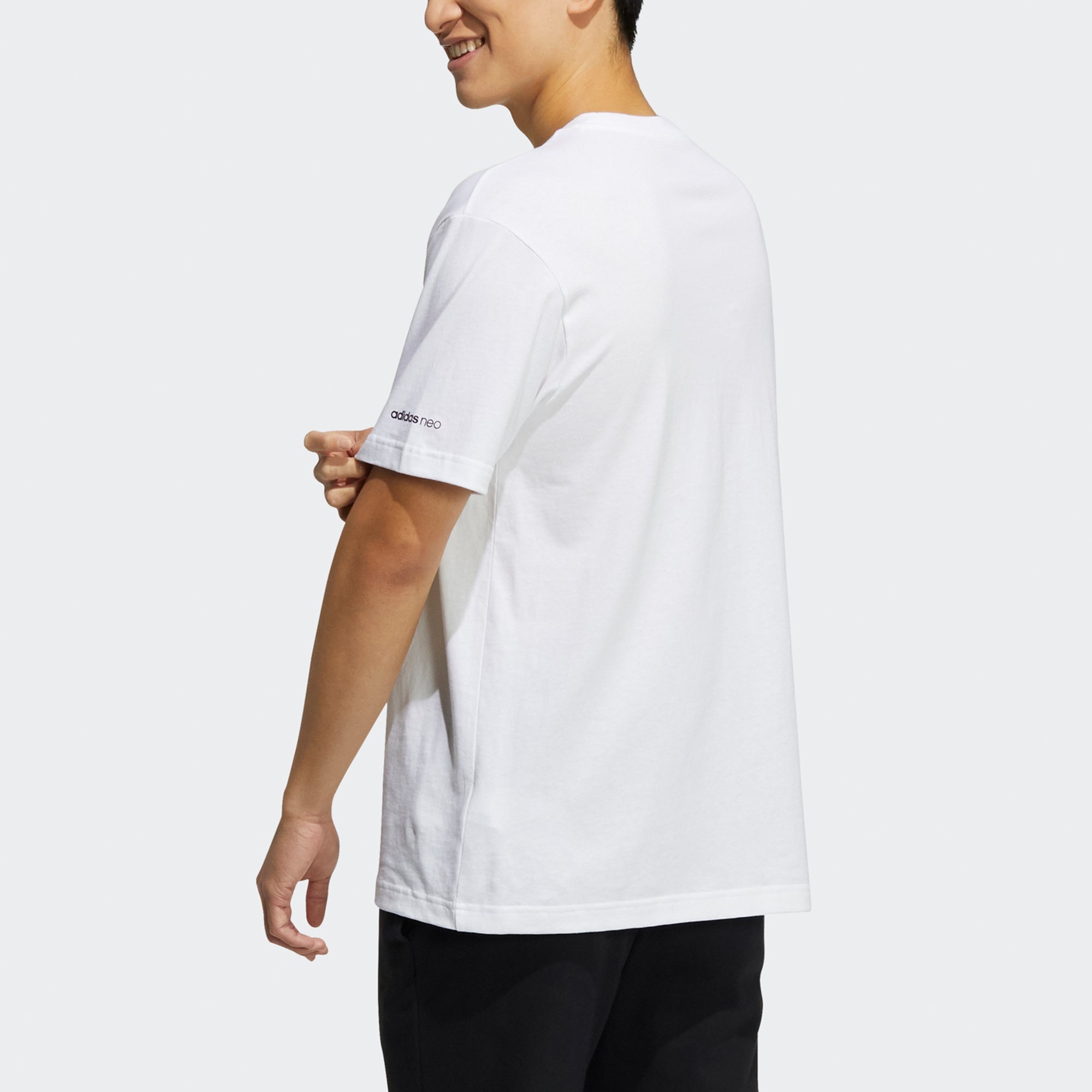 adidas neo M Logo Tee 1 Letter Printing Sports Male White HC3830 - 3