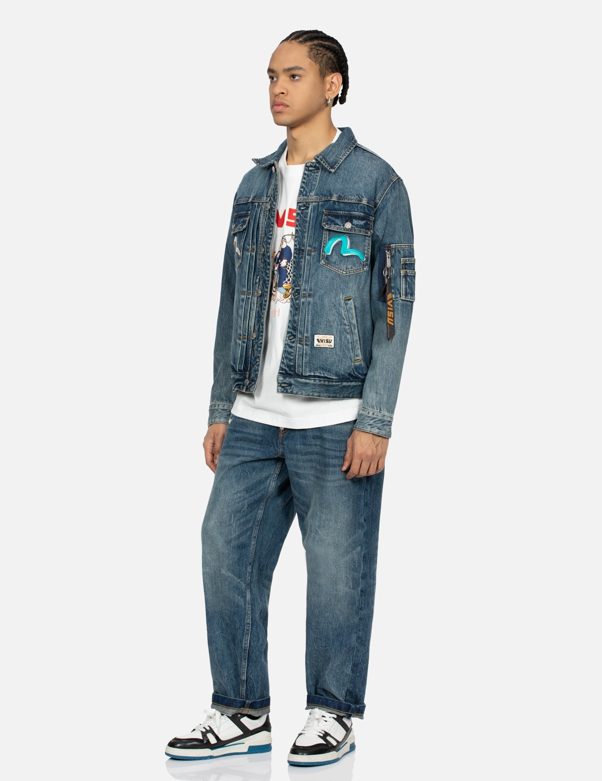 SEAGULL EMBROIDERY 
GODHEAD PRINT RELAX FIT DENIM JACKET - 4