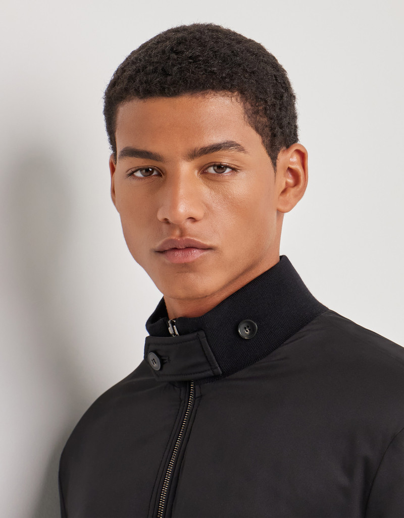 CANALI NUVOLA BLACK PADDED TECHNICAL FABRIC BOMBER JACKET 5