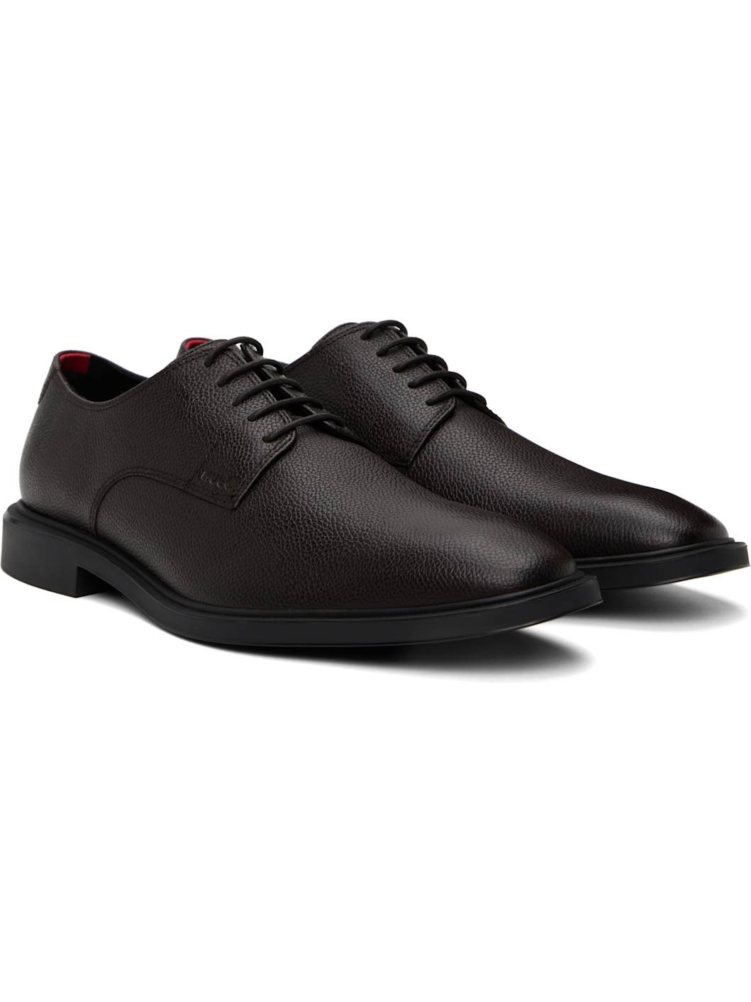 Brown Grained Leather Derbys - 4